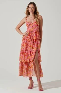 Midsummer Floral Tiered Maxi Dress -Sun Gaia Dresses Shop ACDR101226B MAGENTAYELLOWFLRL 1