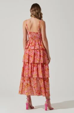 Midsummer Floral Tiered Maxi Dress -Sun Gaia Dresses Shop ACDR101226B MAGENTAYELLOWFLRL 6