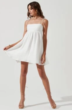 Serenity Square Neck Mini Dress -Sun Gaia Dresses Shop ACDR101235B WHITE 0310