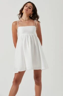Serenity Square Neck Mini Dress -Sun Gaia Dresses Shop ACDR101235B WHITE 0317