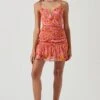 Meg Floral Ruched Mini Dress -Sun Gaia Dresses Shop ACDR101237 PINKMULTIFLORAL 0758