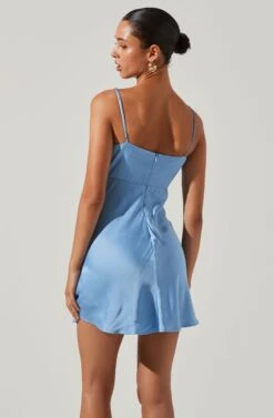 Ellison Satin Sweetheart Mini Dress -Sun Gaia Dresses Shop ACDR101338 BLUE 3