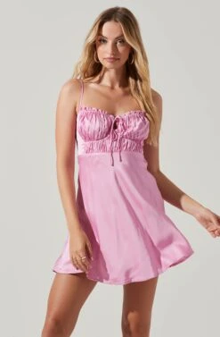 Ellison Satin Sweetheart Mini Dress -Sun Gaia Dresses Shop ACDR101338 PINK 2