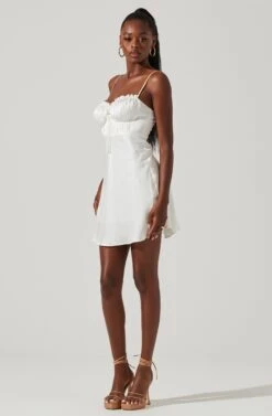 Ellison Satin Sweetheart Mini Dress -Sun Gaia Dresses Shop ACDR101338 WHITE 1