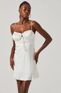 Ellison Satin Sweetheart Mini Dress -Sun Gaia Dresses Shop ACDR101338 WHITE 2