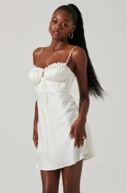 Ellison Satin Sweetheart Mini Dress -Sun Gaia Dresses Shop ACDR101338 WHITE 3