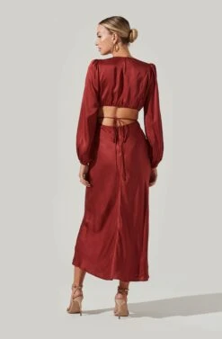 Quinn Cutout Long Sleeve Midi Dress -Sun Gaia Dresses Shop ACDR101358S BRICK 2