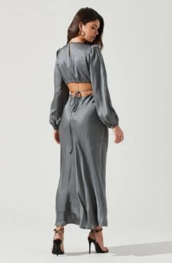 Quinn Cutout Long Sleeve Midi Dress -Sun Gaia Dresses Shop ACDR101358S SAGE 1817 3