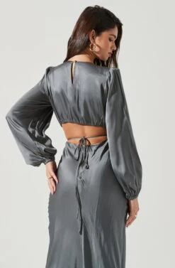 Quinn Cutout Long Sleeve Midi Dress -Sun Gaia Dresses Shop ACDR101358S SAGE 1817 4