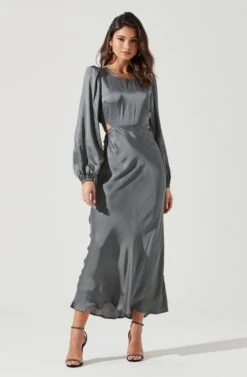 Quinn Cutout Long Sleeve Midi Dress -Sun Gaia Dresses Shop ACDR101358S SAGE 1817 5