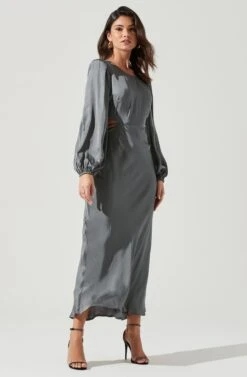 Quinn Cutout Long Sleeve Midi Dress -Sun Gaia Dresses Shop ACDR101358S SAGE 1817 8