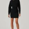Jayne Ruched Mini Sweater Dress -Sun Gaia Dresses Shop ACDR101372 BLACK 1