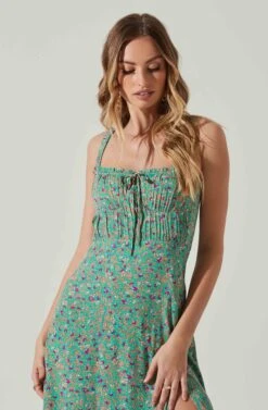 Elsie Floral Midi Dress -Sun Gaia Dresses Shop ACDR101374V GREENMAGENTADITSY 4