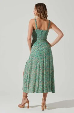 Elsie Floral Midi Dress -Sun Gaia Dresses Shop ACDR101374V GREENMAGENTADITSY 6