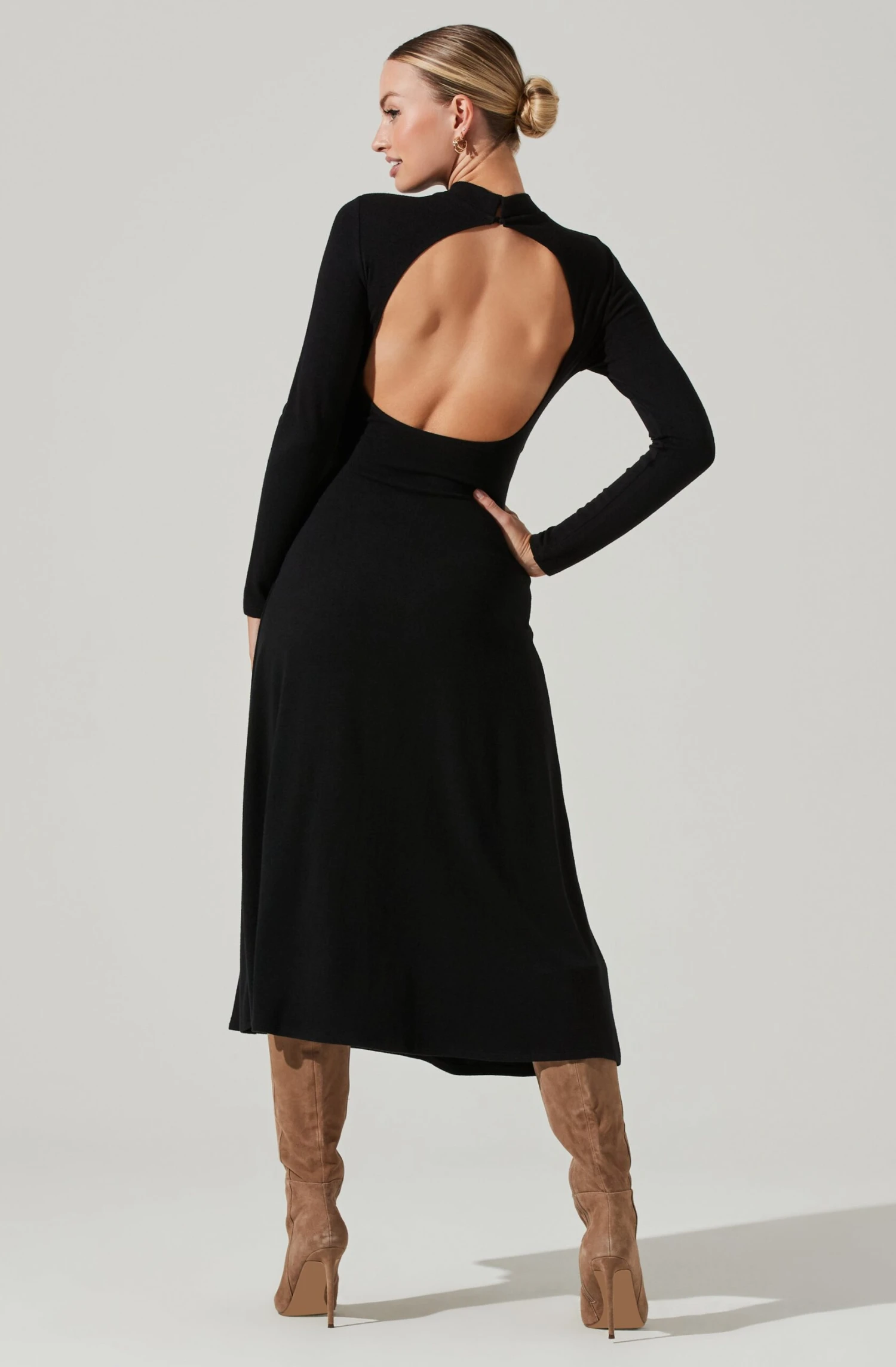 Delancy Open Back Long Sleeve Midi Dress 3 Delancy Open Back Long Sleeve Midi Dress