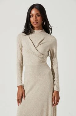 Delancy Open Back Long Sleeve Midi Dress 21 Delancy Open Back Long Sleeve Midi Dress -Sun Gaia Dresses Shop ACDR101379 OATMEAL 1507
