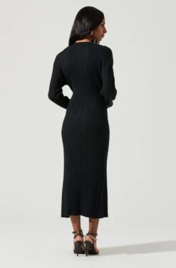 Astrid Ribbed Knit Midi Dress 16 Astrid Ribbed Knit Midi Dress -Sun Gaia Dresses Shop ACDR101384 BLACK 1456