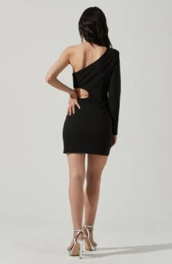 Lavinia Cutout One Shoulder Mini Dress -Sun Gaia Dresses Shop ACDR101402 BLACK 6