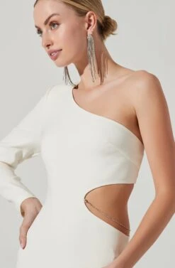 Lavinia Cutout One Shoulder Mini Dress -Sun Gaia Dresses Shop ACDR101402 OFFWHITE 3