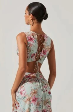Noya Floral Cutout Maxi Dress -Sun Gaia Dresses Shop ACDR101457 AQUAPINKFLORAL 6 6