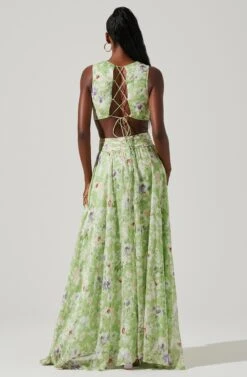 Noya Floral Cutout Maxi Dress -Sun Gaia Dresses Shop ACDR101457 LIGHTGREENFLORAL 5