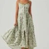 Yamila Floral Eyelet Midi Dress -Sun Gaia Dresses Shop ACDR101467 OLIVEYELLOWFLORAL 1
