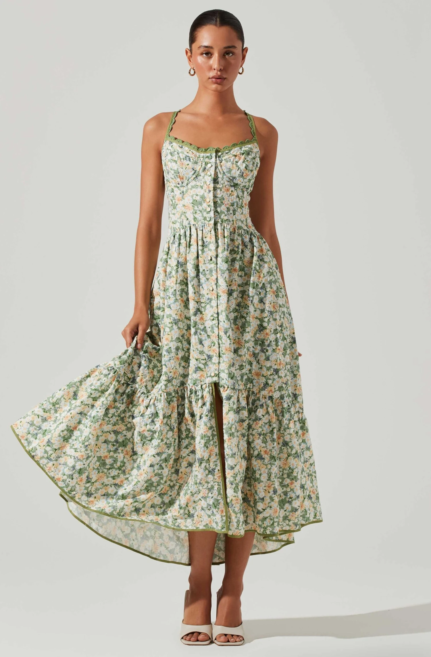 Yamila Floral Eyelet Midi Dress 3 Yamila Floral Eyelet Midi Dress