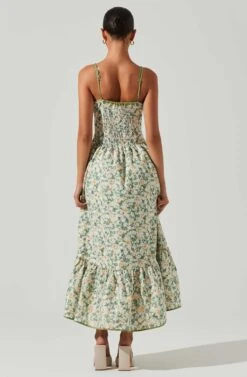 Yamila Floral Eyelet Midi Dress 13 Yamila Floral Eyelet Midi Dress -Sun Gaia Dresses Shop ACDR101467 OLIVEYELLOWFLORAL 6