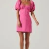 Kelilah Puff Sleeve Bustier Mini Dress -Sun Gaia Dresses Shop ACDR101512 HOTPINK 1