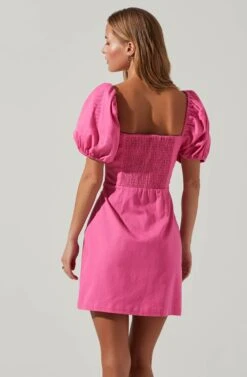 Kelilah Puff Sleeve Bustier Mini Dress -Sun Gaia Dresses Shop ACDR101512 HOTPINK 5