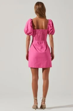 Kelilah Puff Sleeve Bustier Mini Dress -Sun Gaia Dresses Shop ACDR101512 HOTPINK 6