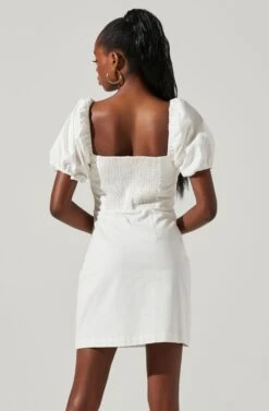 Kelilah Puff Sleeve Bustier Mini Dress -Sun Gaia Dresses Shop ACDR101512 OFFWHITE 4