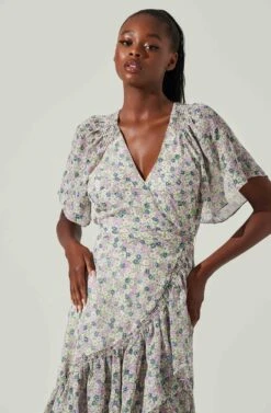 Sun Gaia Dresses Shop -Sun Gaia Dresses Shop ACDR101520 GREENPURPLEFLORAL 2