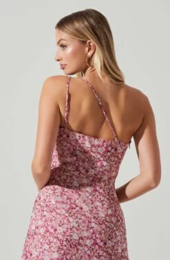 Malvina One Shoulder Floral Midi Dress -Sun Gaia Dresses Shop ACDR101528 PINKFLORAL 3