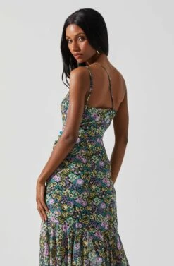 Malvina One Shoulder Floral Midi Dress -Sun Gaia Dresses Shop ACDR101528 PURPLEYELLOWMULTI 6