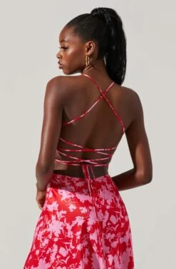 Gala Bustier Cross Strap Midi Dress 20 Gala Bustier Cross Strap Midi Dress -Sun Gaia Dresses Shop ACDR101545 REDPINKMULTI 3