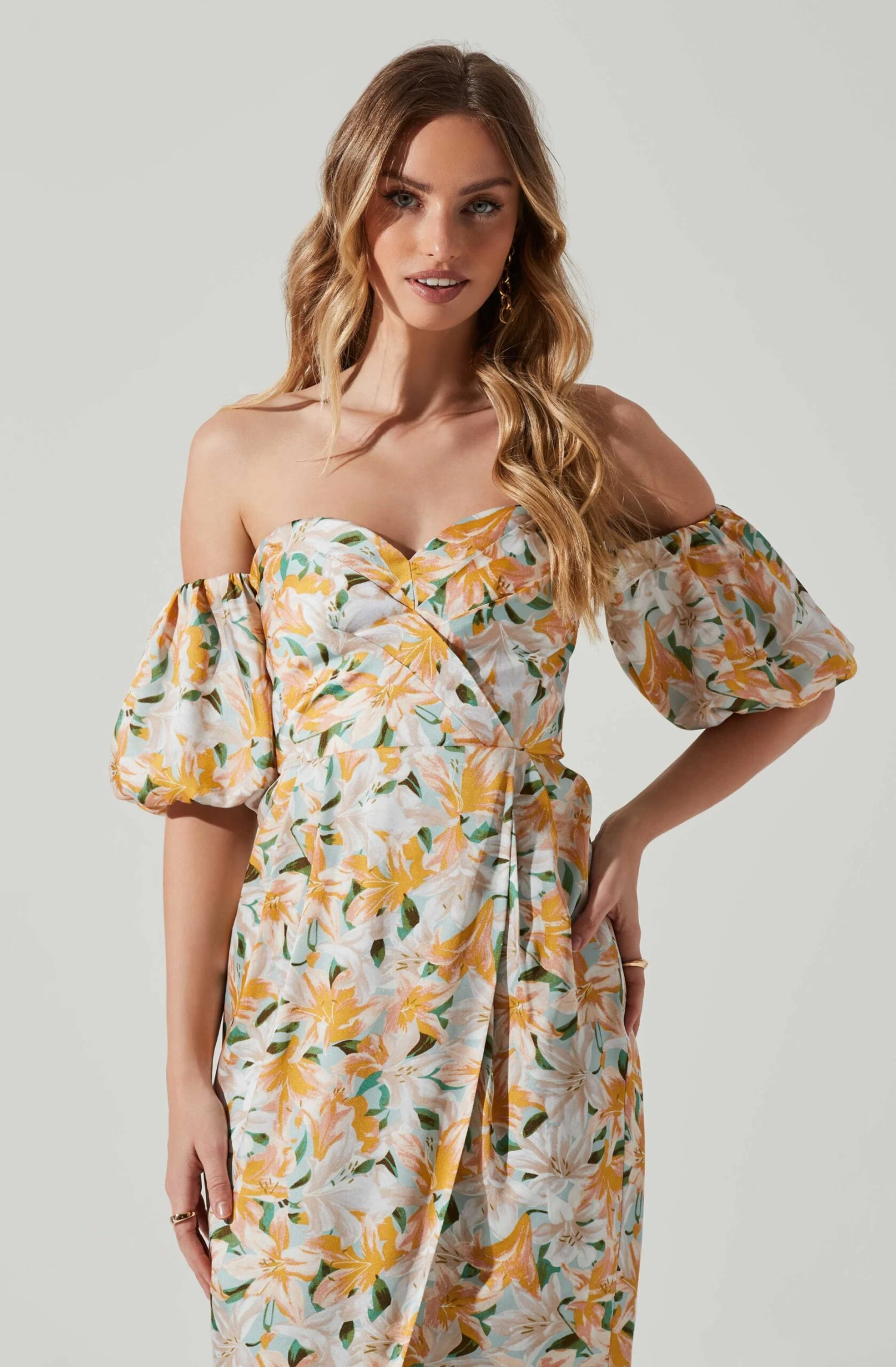 Zurina Floral Off Shoulder Midi Dress 4 Zurina Floral Off Shoulder Midi Dress - Image 2