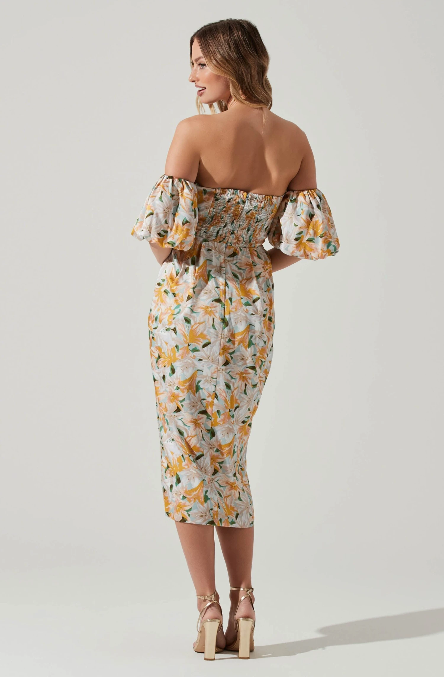 Zurina Floral Off Shoulder Midi Dress 8 Zurina Floral Off Shoulder Midi Dress - Image 6