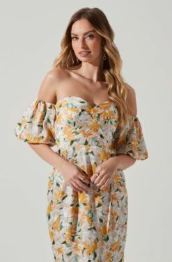 Zurina Floral Off Shoulder Midi Dress 17 Zurina Floral Off Shoulder Midi Dress -Sun Gaia Dresses Shop ACDR101549 BLUEAPRICOTFLORAL 4 e01d9fd5 9bdd 4702 8eb7 3038e1df54d3