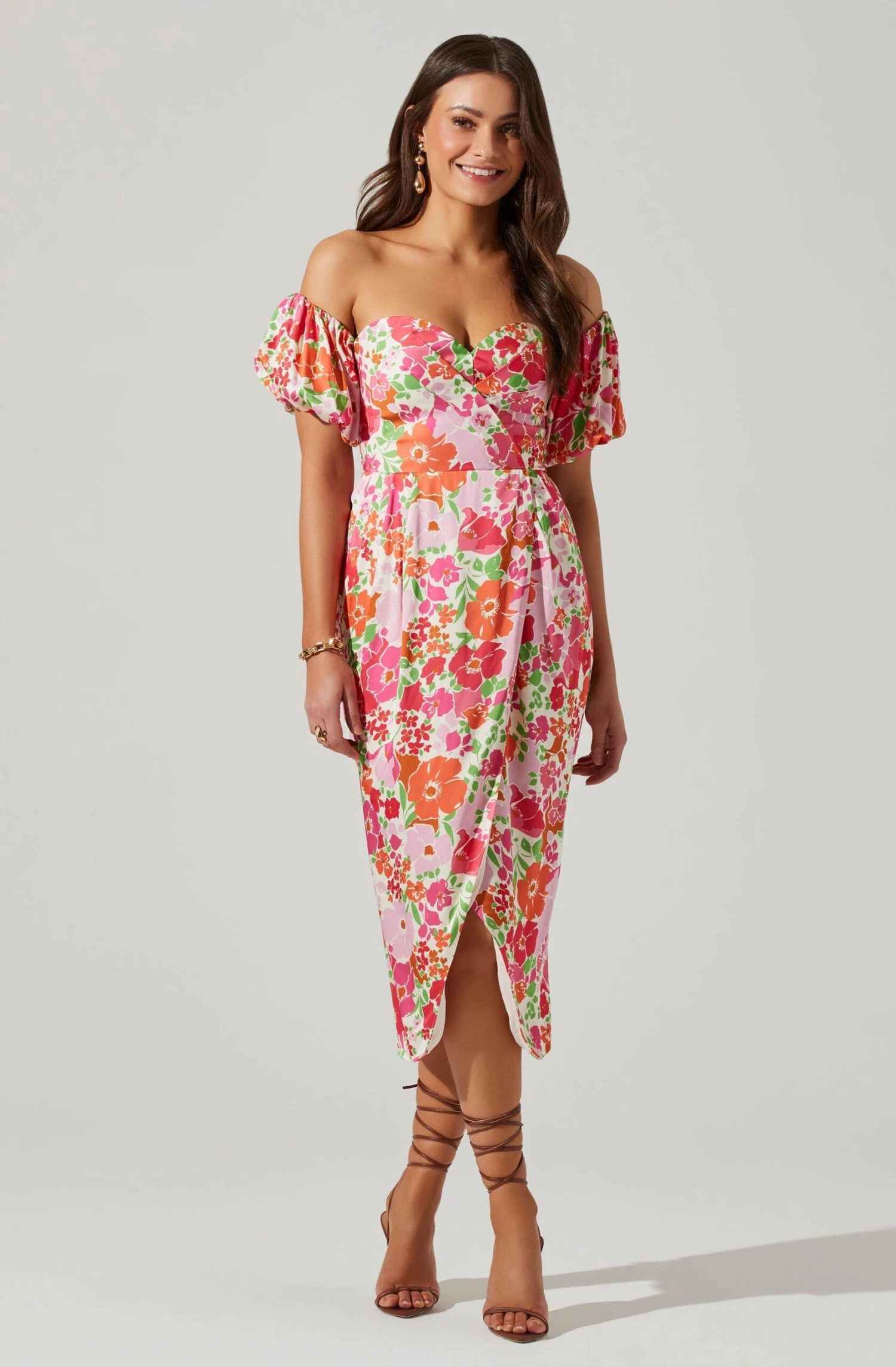 Zurina Floral Off Shoulder Midi Dress 9 Zurina Floral Off Shoulder Midi Dress - Image 7