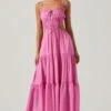 Odina Smocked Cutout Tiered Maxi Dress -Sun Gaia Dresses Shop ACDR101551S PINK 1