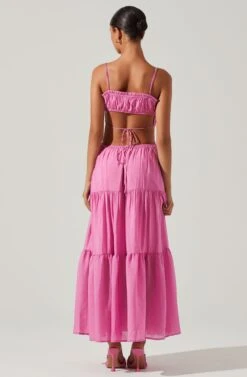 Odina Smocked Cutout Tiered Maxi Dress -Sun Gaia Dresses Shop ACDR101551S PINK 6