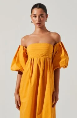 Carlin Off Shoulder Puff Sleeve Midi Dress -Sun Gaia Dresses Shop ACDR101554 MANGO 4