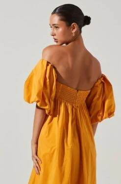Carlin Off Shoulder Puff Sleeve Midi Dress -Sun Gaia Dresses Shop ACDR101554 MANGO 5