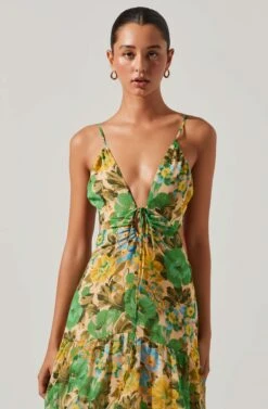 Aneira Floral Tiered Maxi Dress -Sun Gaia Dresses Shop ACDR101566 GREENMULTI 3