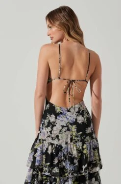 Aneira Floral Tiered Maxi Dress -Sun Gaia Dresses Shop ACDR101566 PURPLEBLACKFLORAL 5