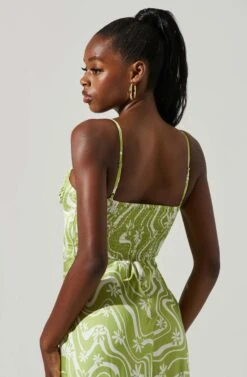 Mabel Retro Floral Bustier Midi Dress -Sun Gaia Dresses Shop ACDR101568 CELERYFLORAL 4