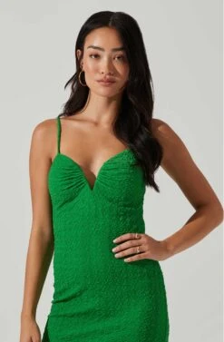 Signy Textured Midi Dress -Sun Gaia Dresses Shop ACDR101570L GREEN 2