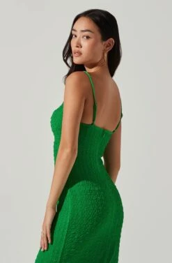 Signy Textured Midi Dress -Sun Gaia Dresses Shop ACDR101570L GREEN 3