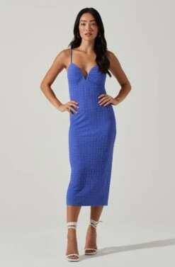 Signy Textured Midi Dress -Sun Gaia Dresses Shop ACDR101570L MARINEBLUE 1